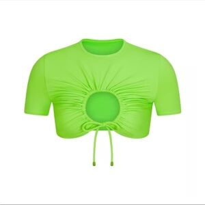 NWT SKIMS Neon Green Ruched Crop Top